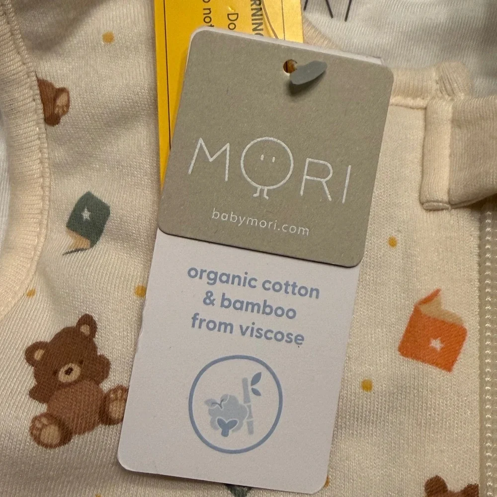 MORI Teddy Bear Organic Bamboo Sleep Bag‎ Wearable Blanket Unisex 2-4Y Cream
